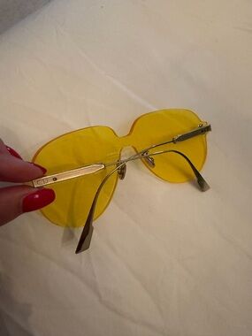 Dior Yellow Rimless Sunglasses with Gold Accents